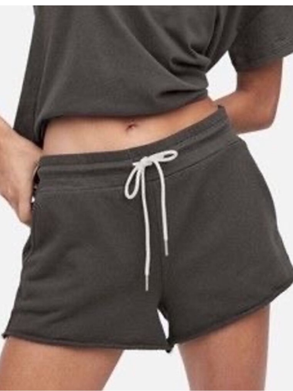 Mate the Label Terry Organic Cotton Lounge Shorts Charcoal Gray Pockets X-Large